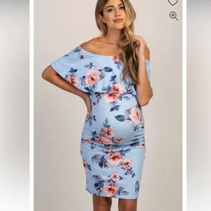 Floral Blue Dress maternity dress